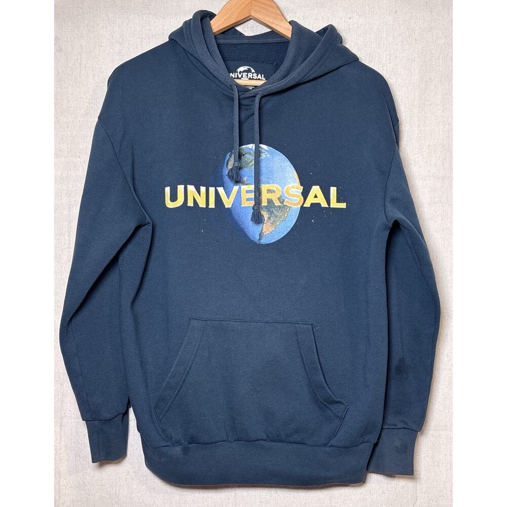 Universal Florida Pull & Bear Globe Logo Hoodie Mens Small Navy‎ Blue